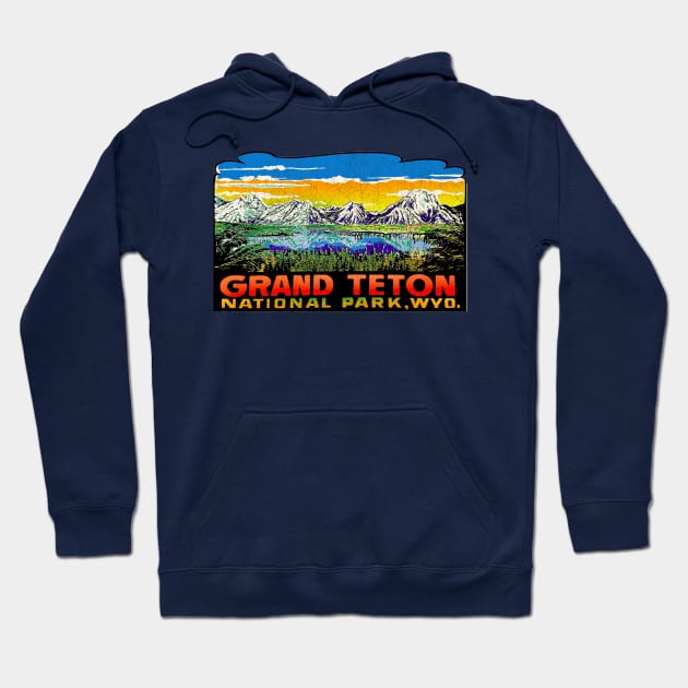 Grand Teton Vintage car decal Hoodie by Midcenturydave